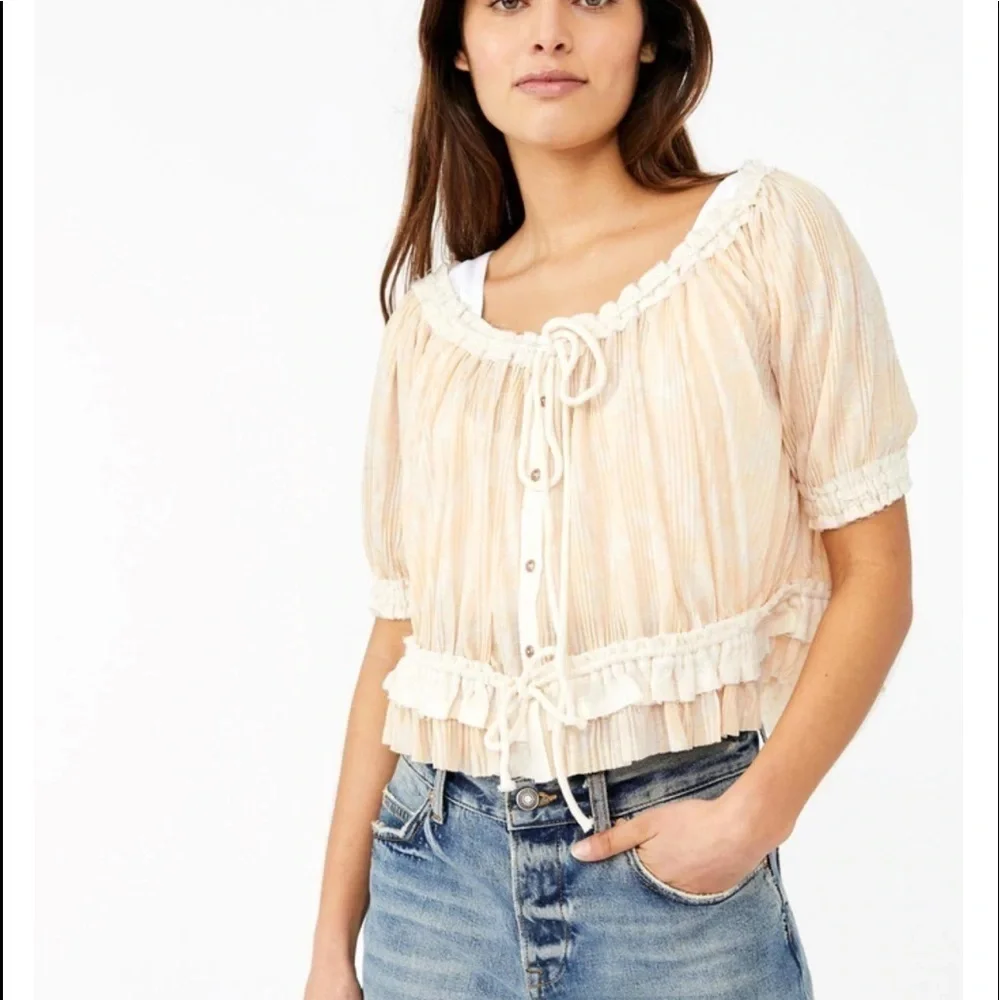 FREE PEOPLE PERFECT DAY NEUTRAL COMBO BOHO TOP